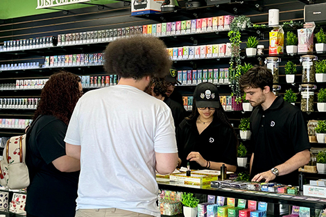 Business presentation meeting, highlighting a smoke shop franchise opportunity